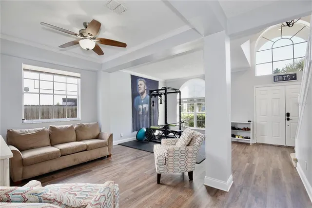 a living room with furniture