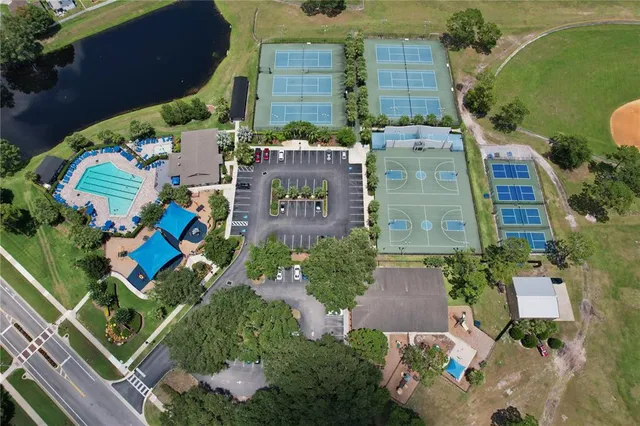 an aerial view of a house