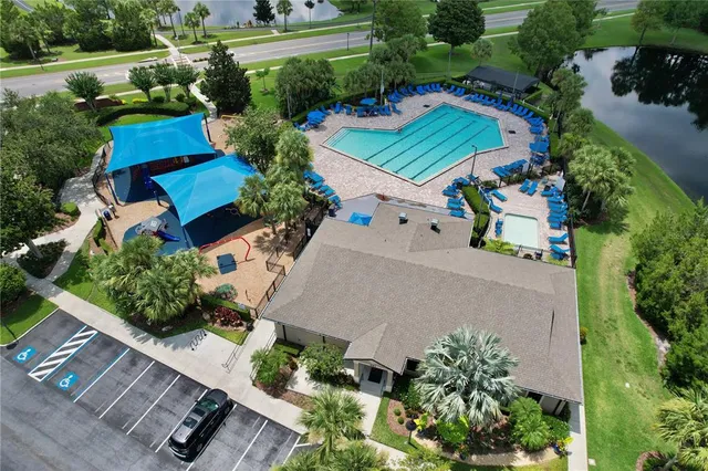 an aerial view of a house