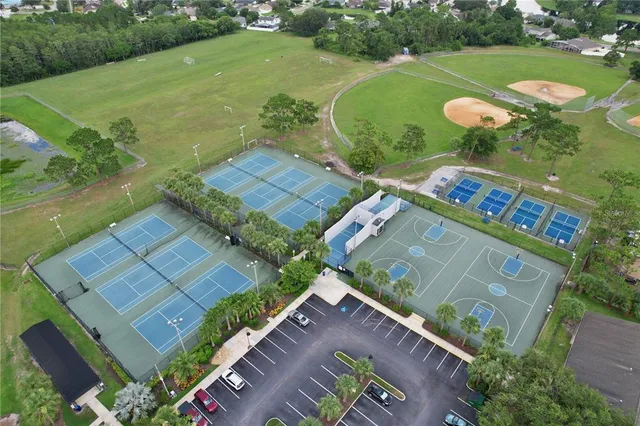 an aerial view of a house