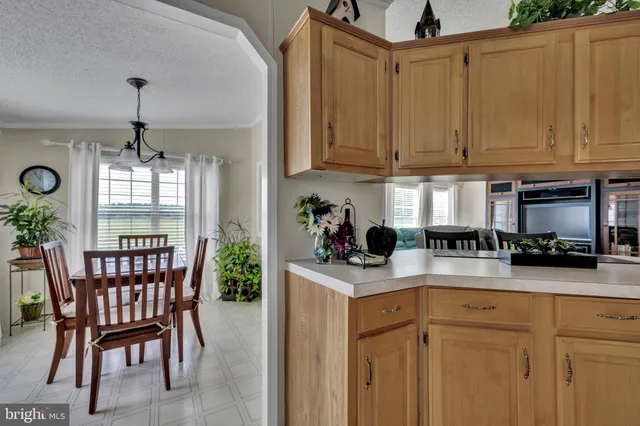 a living room with furniture and a dining table with wooden floor