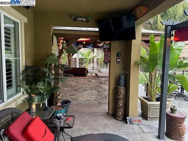 a living room filled with furniture and a potted plant