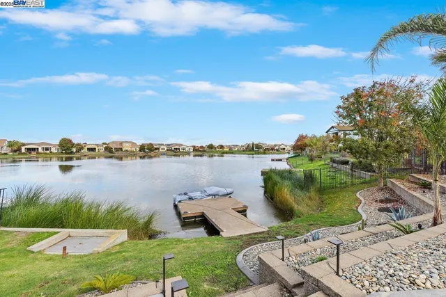 a view of a lake with a house