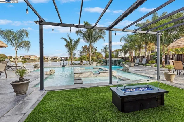 a view of yard from a patio