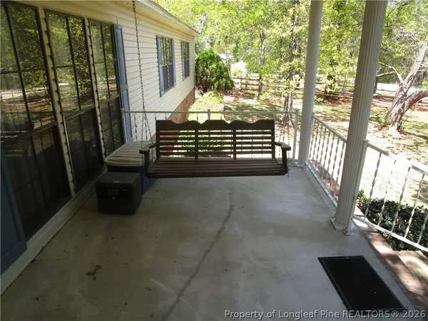 a view of porch with seating space
