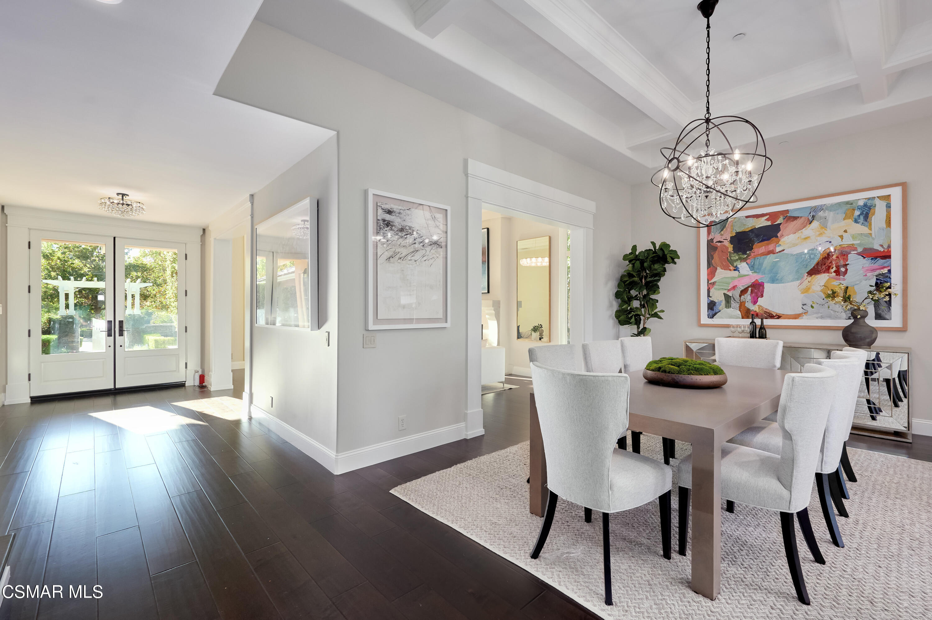 2020 Upper Ranch Road Westlake Village, CA 91362 - Photo 8 of 72 a view of a dining room with furniture wooden floor and a chandelier
