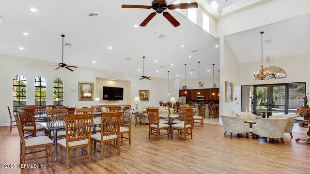 an aerial view of a house with outdoor space