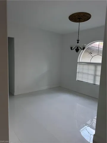 a room with a chandelier