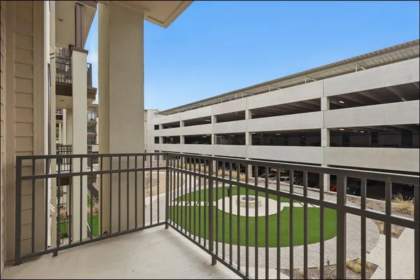 a view of a balcony with a balcony
