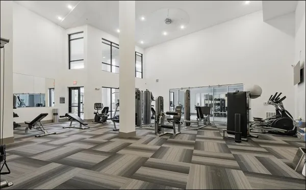 a view of a room with gym equipment