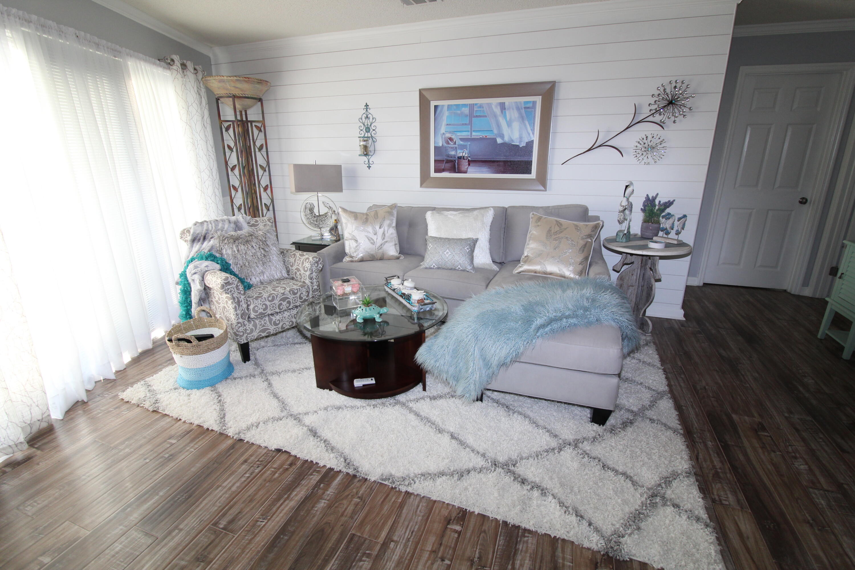 a living room with furniture