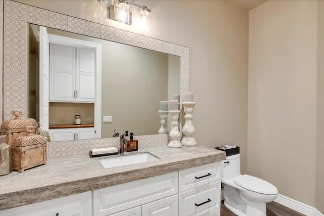a kitchen with lots of counter top space