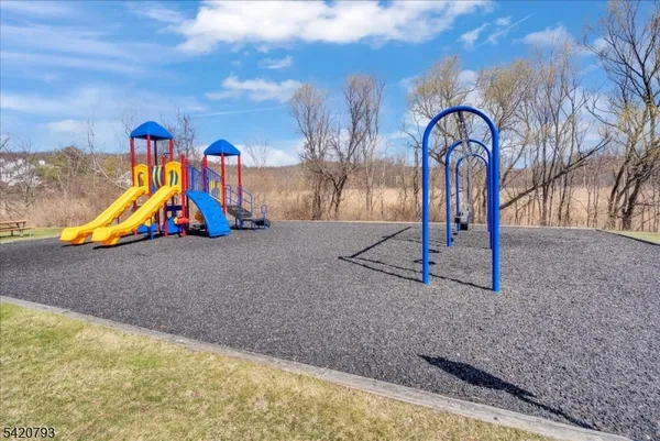a view of a park with slide