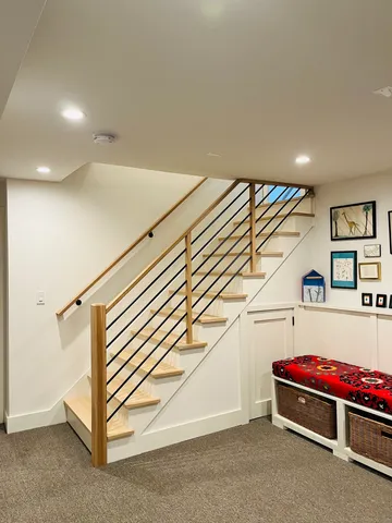 a utility room with and stairs