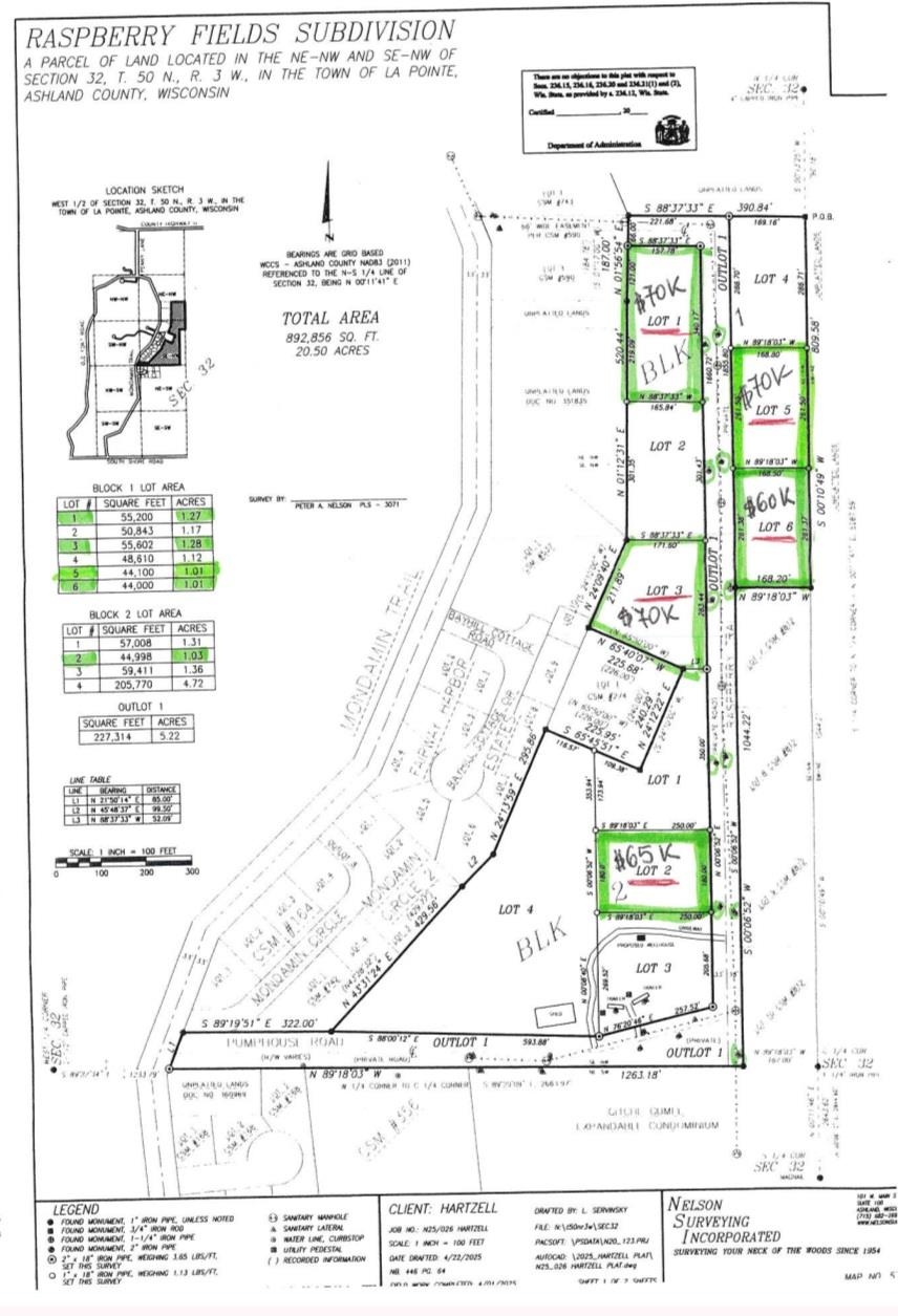 Lot 6-block Raspberry Trail La Pointe, WI 54850 - Photo 4 of 6 Map of parcels
