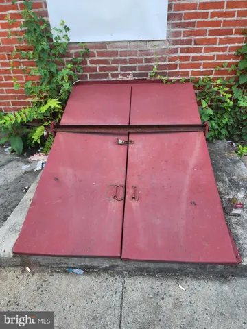 a view of a red gate