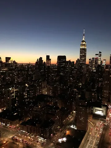 a view of a lake with a city