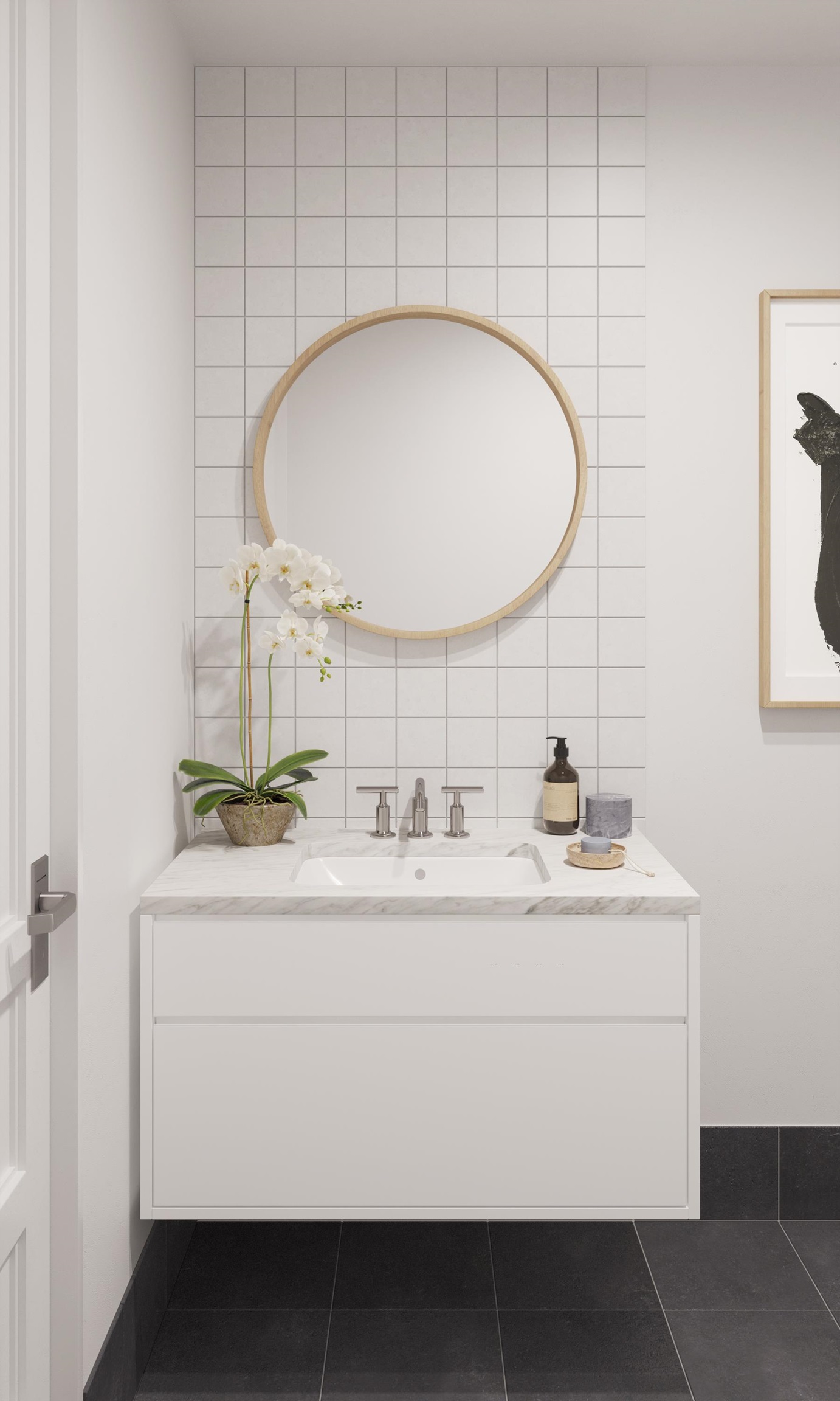 720 Clinton Street, Unit 601 Hoboken, NJ 07030 - Photo 11 of 24 a bathroom with a sink and a mirror