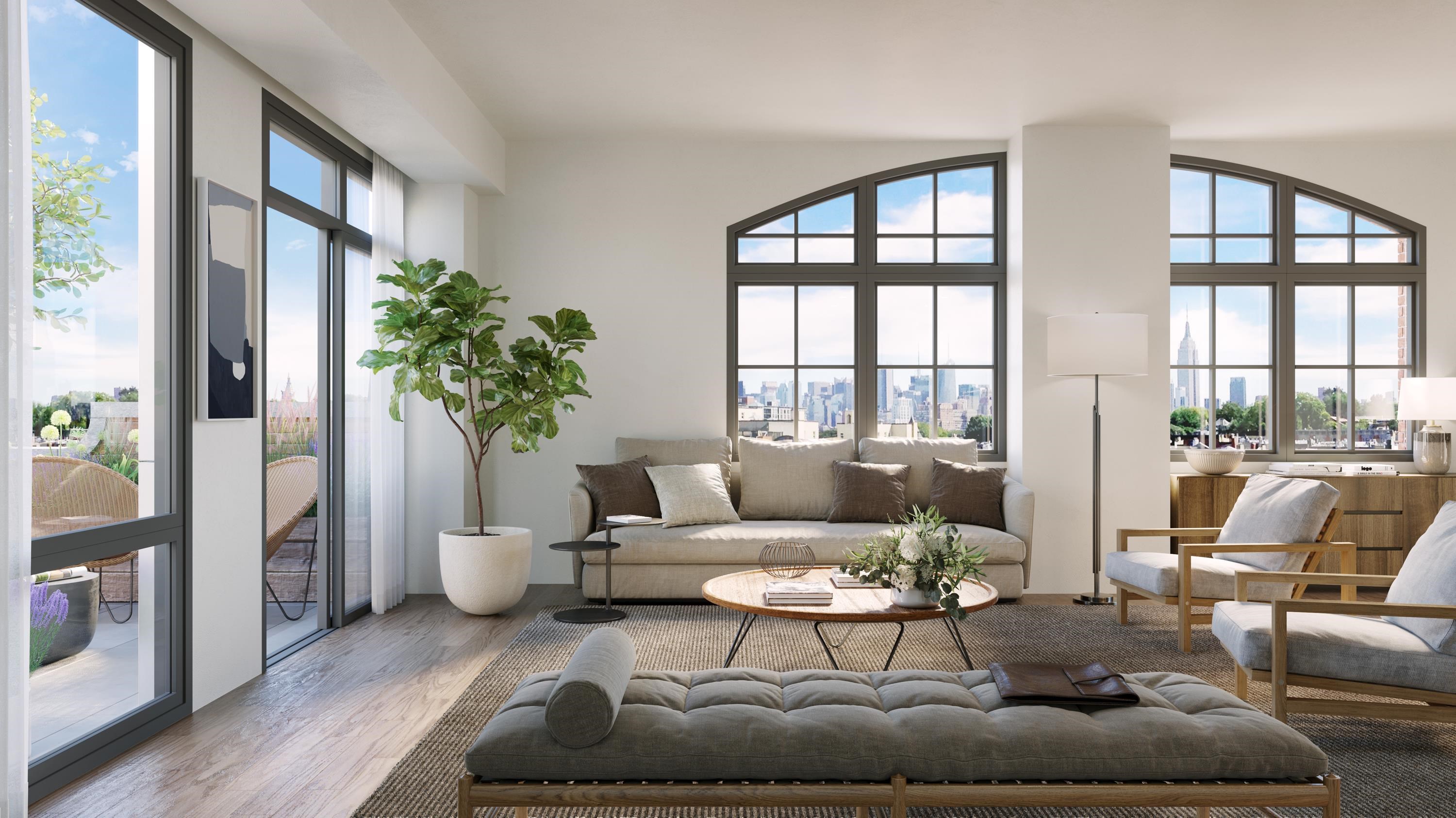 720 Clinton Street, Unit 601 Hoboken, NJ 07030 - Photo 6 of 24 a living room with furniture and a large window