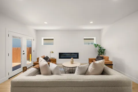 a living room with furniture and a couch