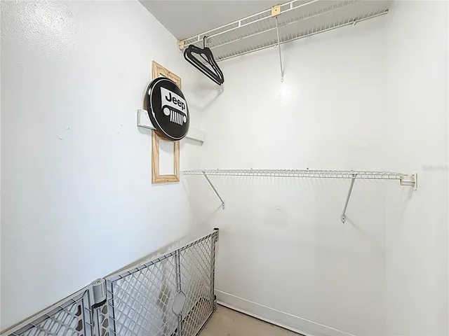 a view of a lake with a palm yard and palm trees