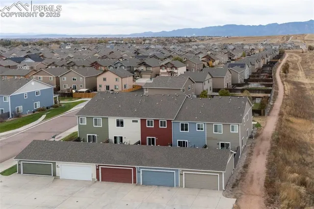 an aerial view of a house