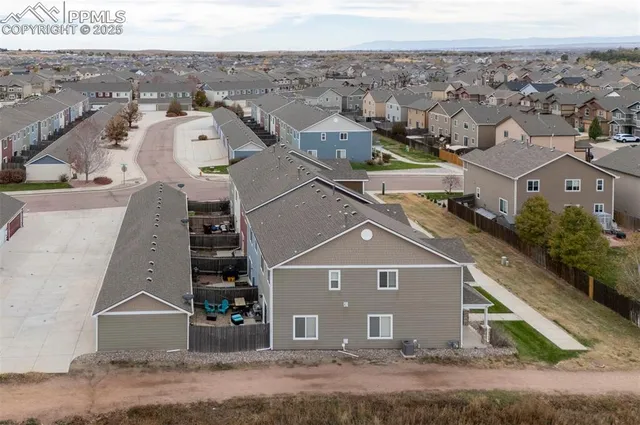 an aerial view of a house