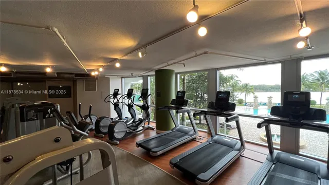 a view of a room with gym equipment