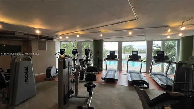 a view of a room with gym equipment