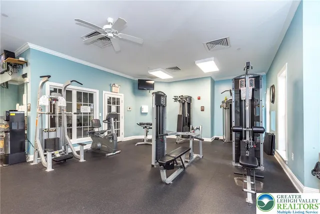 a view of a room with gym equipment