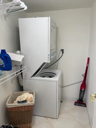 a room with water heater and storage