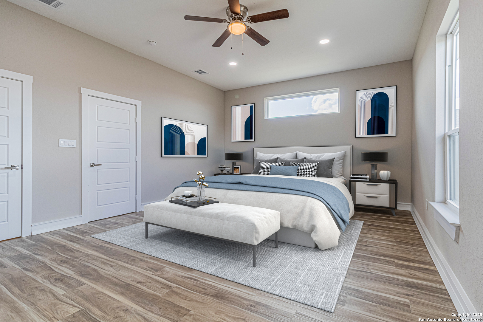 16923 Rancho Escondido Atascosa, TX 78002 - Photo 26 of 35 a bedroom with bed and a chandelier