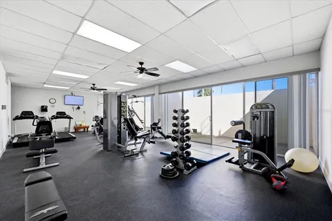 a view of a room with gym equipment