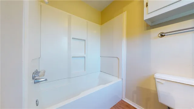 a bathroom with a bathtub