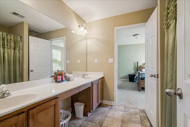 a bathroom with a sink double vanity