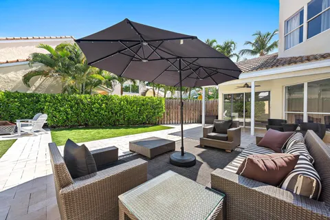 a view of an outdoor sitting space