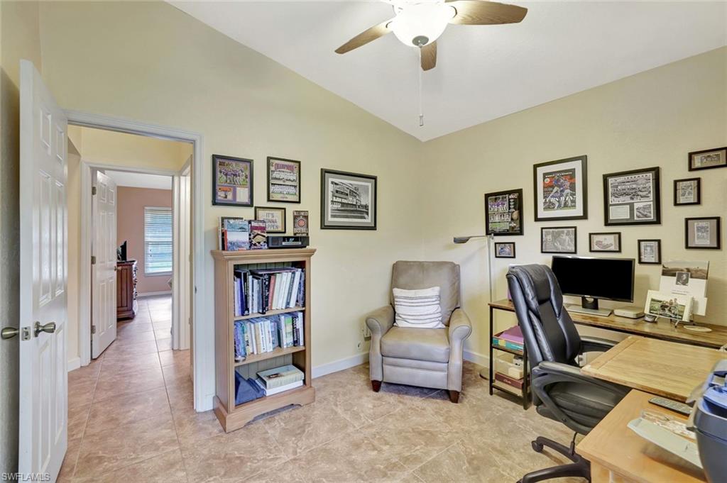 660 20th Street Southeast Naples, FL 34117 - Photo 12 of 17 Office with vaulted ceiling, ceiling fan, and light tile patterned floors
