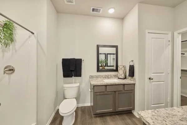 a bathroom with a toilet a sink and mirror