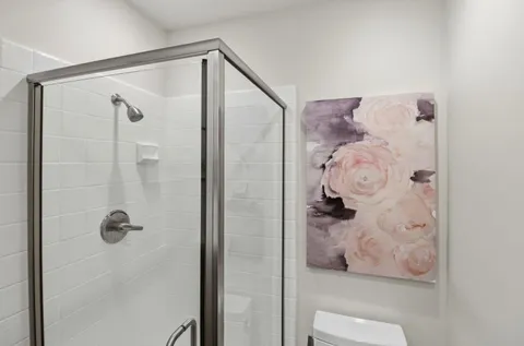 a bathroom with a shower