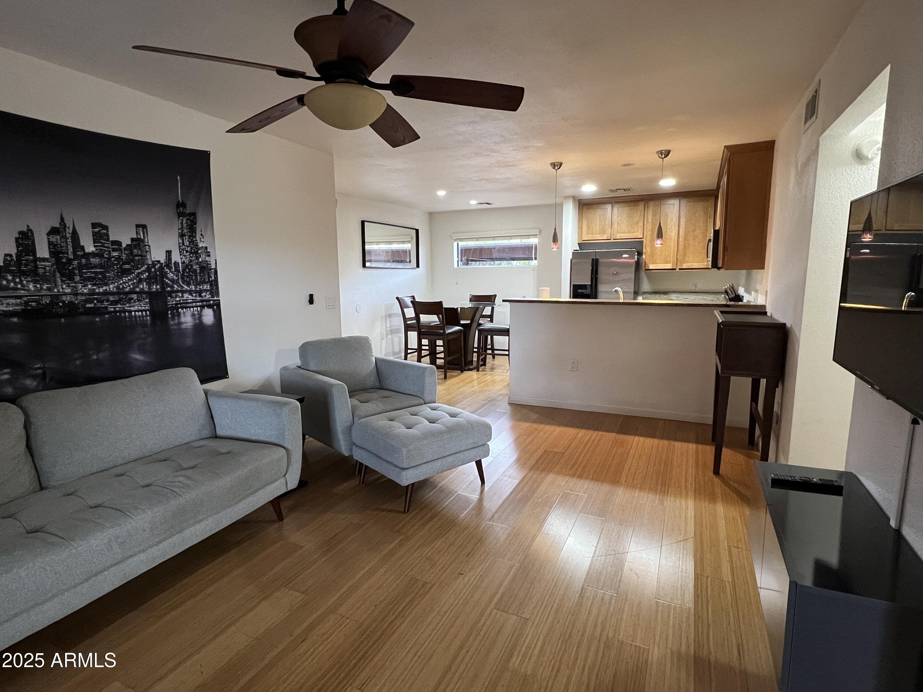 Living Room + Dining + Kitchen