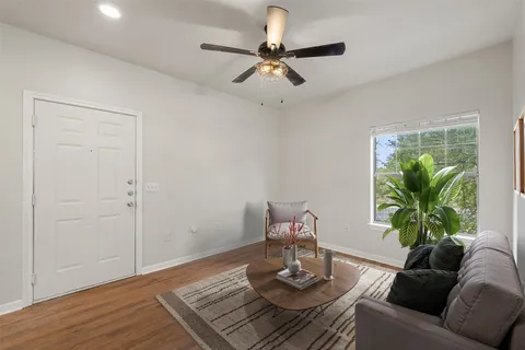 a living room with furniture