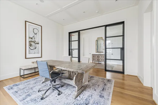 a view of a workspace with furniture