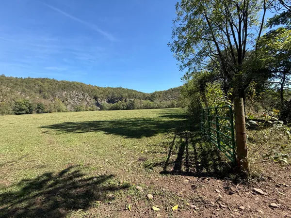 a view of a lake with a mountain in the background