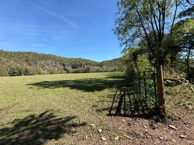 a view of a lake with a mountain in the background