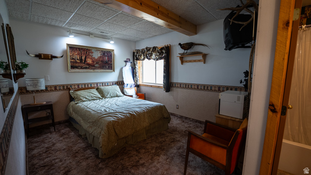 7500 Spring Canyon Road Helper, UT 84526 - Photo 31 of 64 Carpeted room featuring exposed wood beams and track lighting