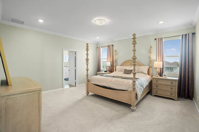 an aerial view of a house with a garden