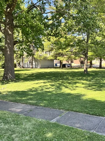 a big yard with lots of green space and trees