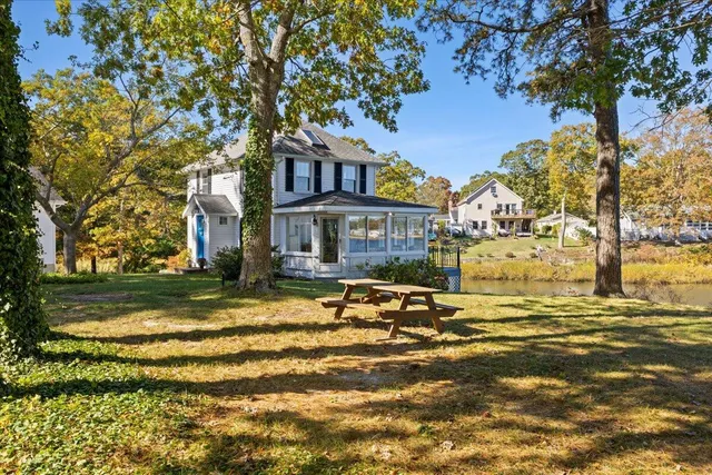 a view of a lake with houses