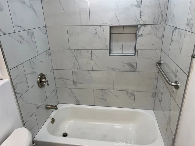 a bathroom with a bathtub