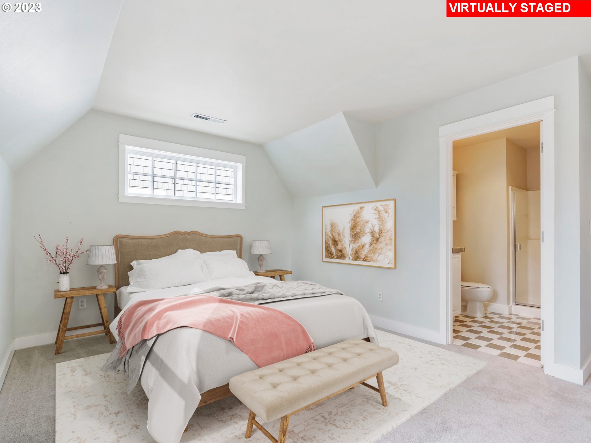 2265 Northwest Miller Road Portland, OR 97229 - Photo 18 of 31 a bedroom with a bed and a painting on the wall